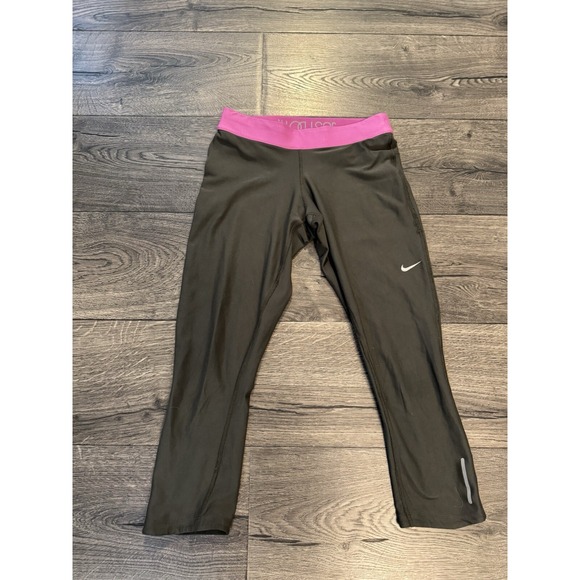 Nike Leggings Womens Small‎ Gray Pink Dri Fit Activewear Active Yoga Gym Running - Picture 1 of 6